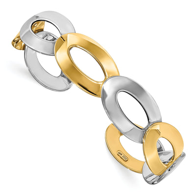 14k Two Tone Gold Polished Fancy Cuff Bangle at $ 1147.47 only from Jewelryshopping.com