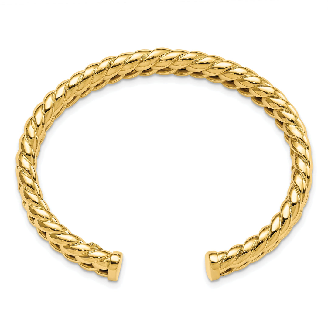 14k Yellow Gold Polished Fancy Link Cuff Bangle