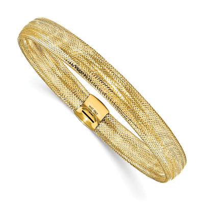 14k Yellow Gold Polished Mesh Stretch Bracelet