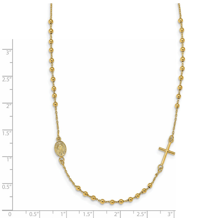 14k Yellow Gold Sideways Cross Rosary Necklace