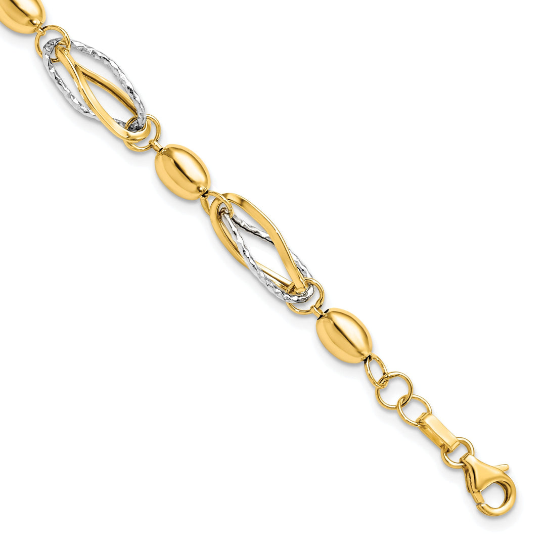 14k Two Tone Gold Polished and D.C Bracelet