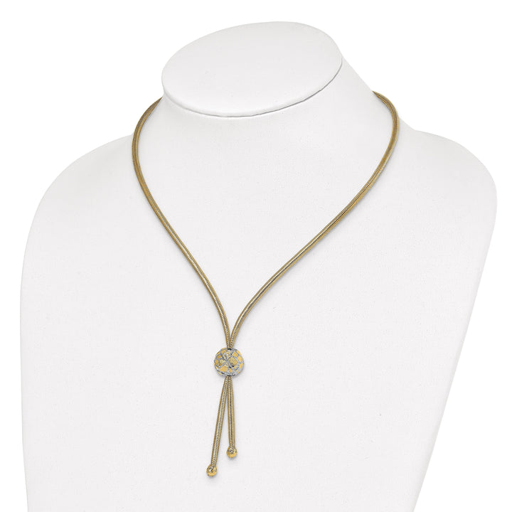 14k Two Tone Gold Polished D.C Mesh Necklace