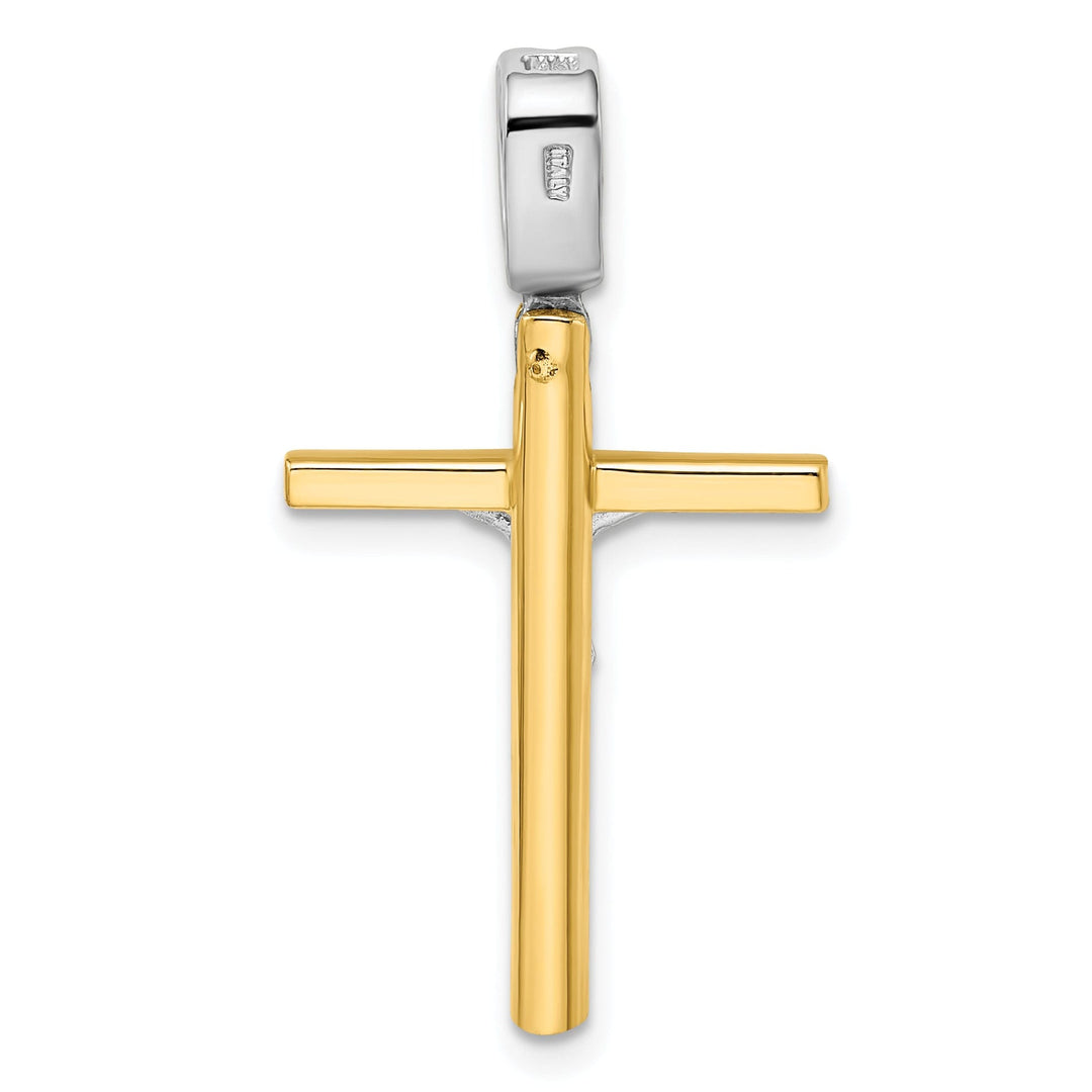 14k Two Tone Gold Polish Crucifix Cross Pendant