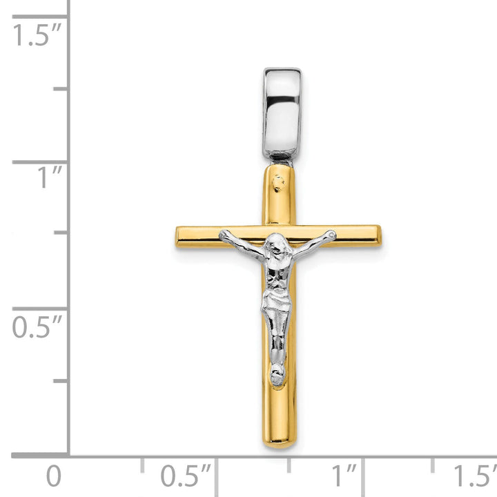 14k Two Tone Gold Polish Crucifix Cross Pendant