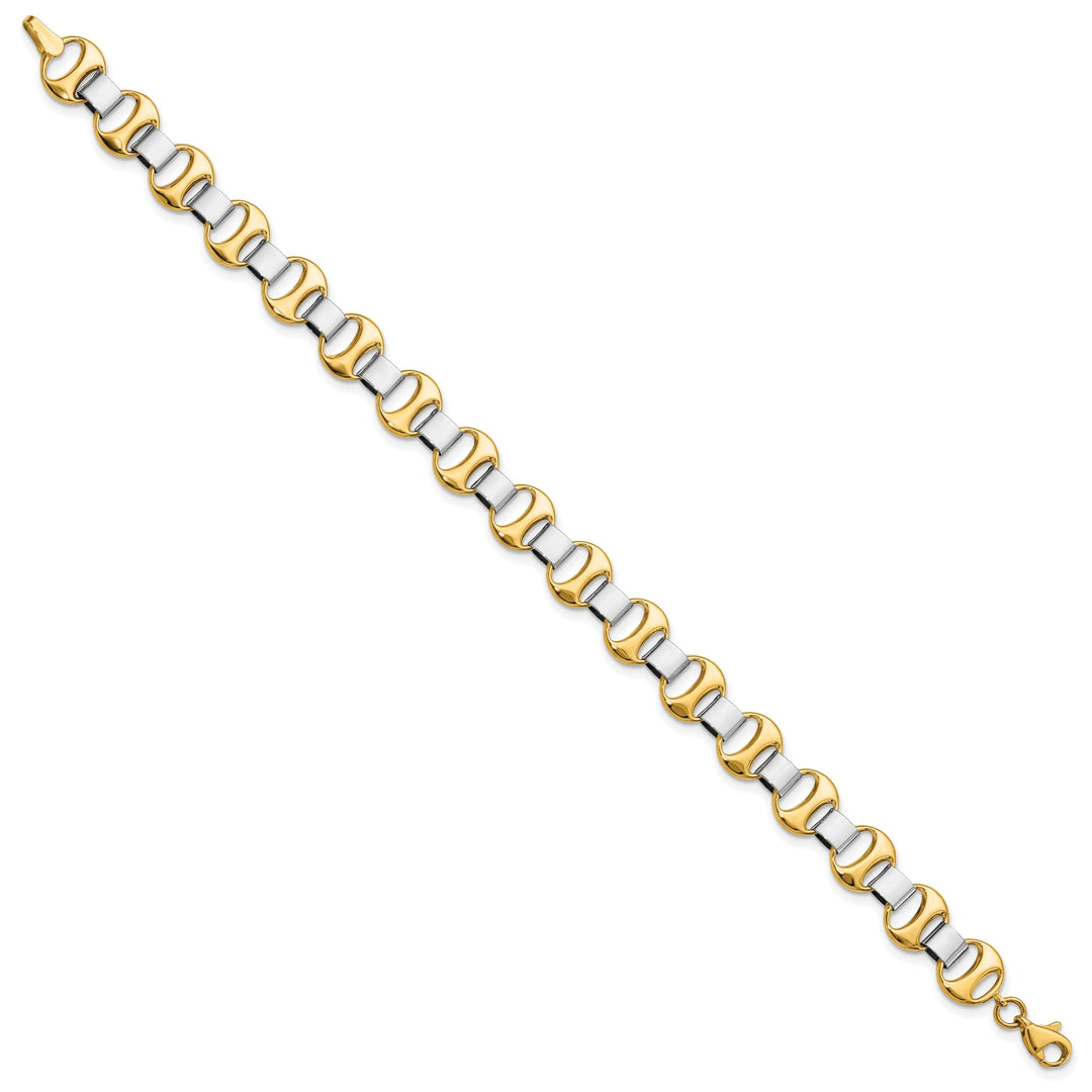 14k Two Tone Gold Polished Fancy Link Bracelet