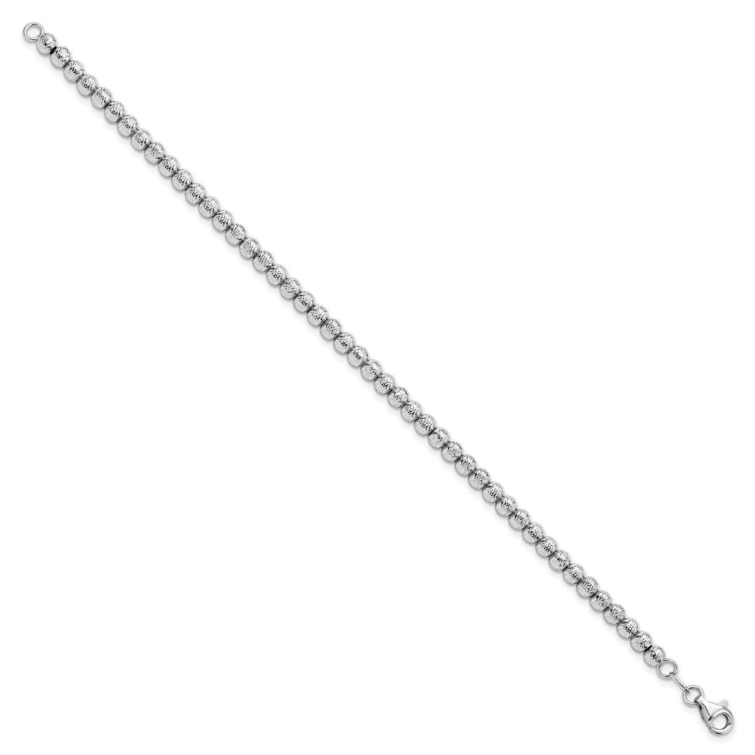 14k White Gold Diamond Cut Beaded Bracelet
