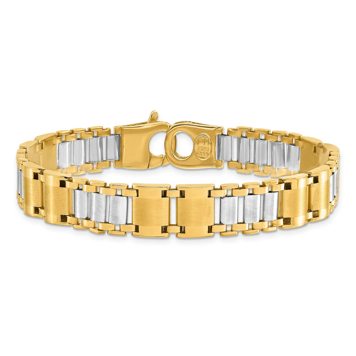 14k Two Tone Gold Fancy Link Men's Bracelet