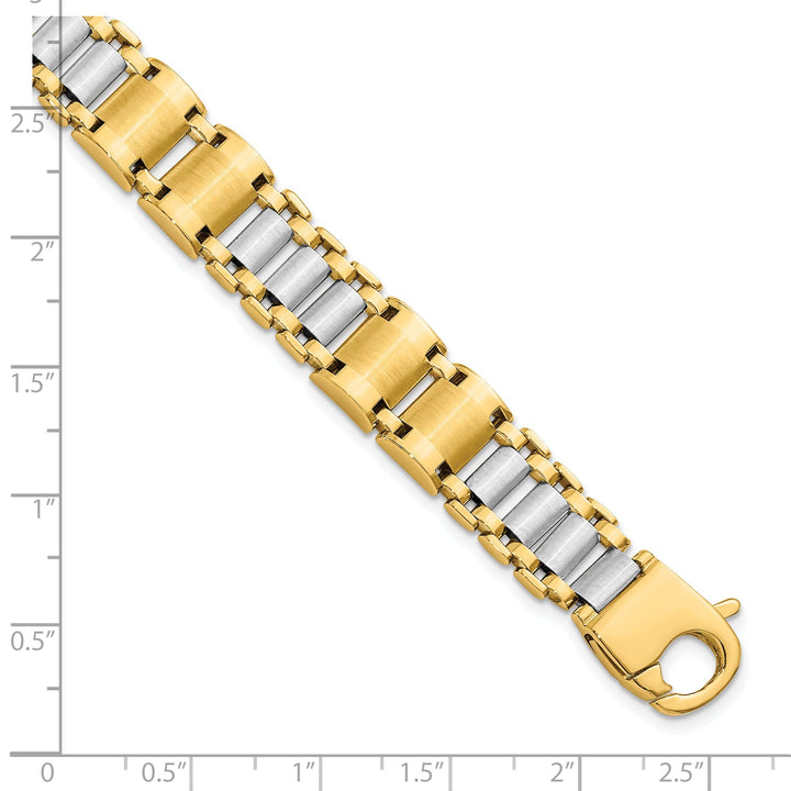 14k Two Tone Gold Fancy Link Men's Bracelet