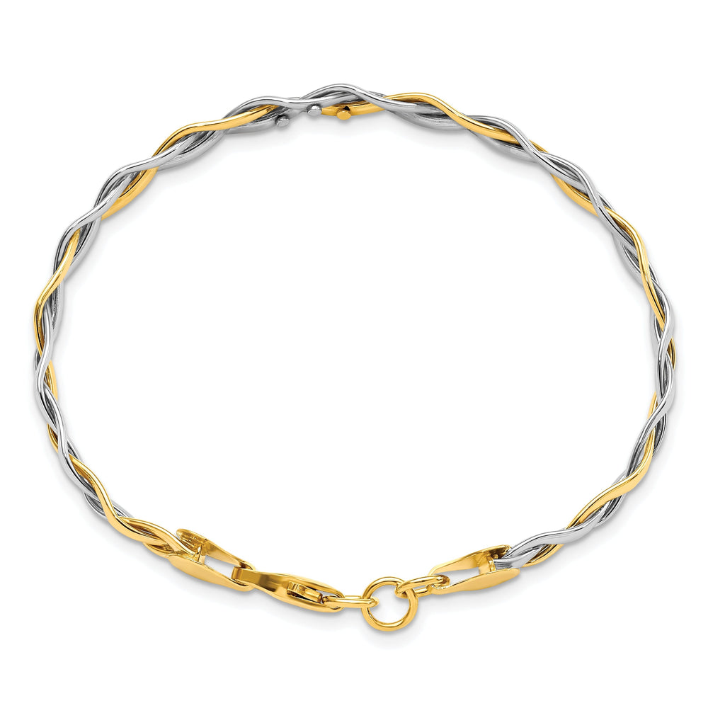 14k Two Tone Gold Polished Twisted Bracel