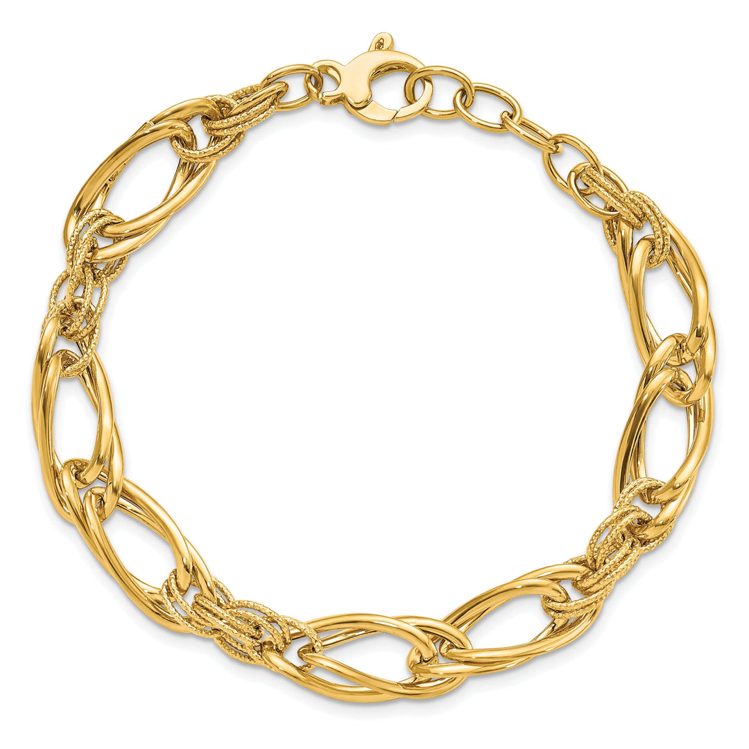 14k Yellow Gold Polished Fancy Link Bracelet