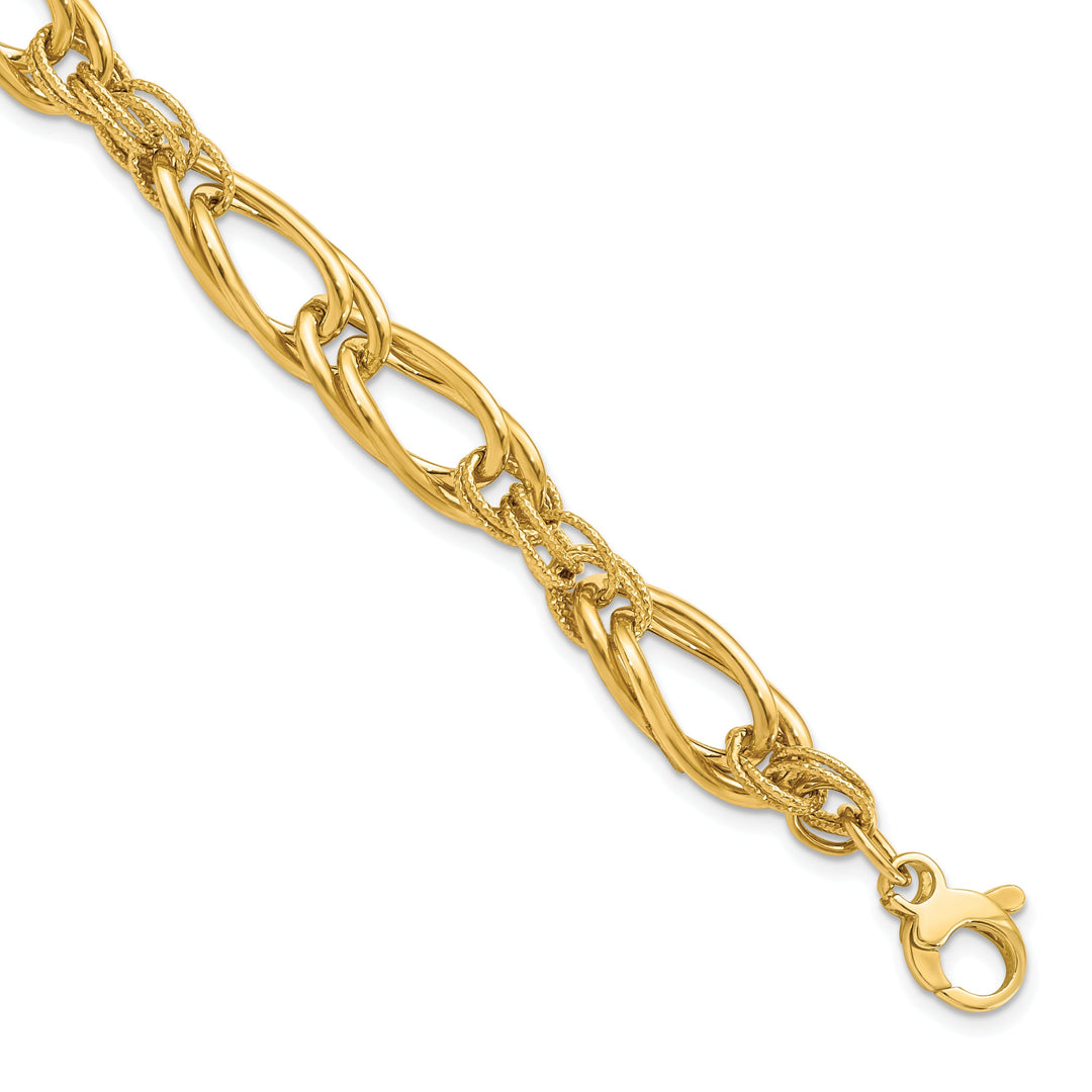 14k Yellow Gold Polished Fancy Link Bracelet