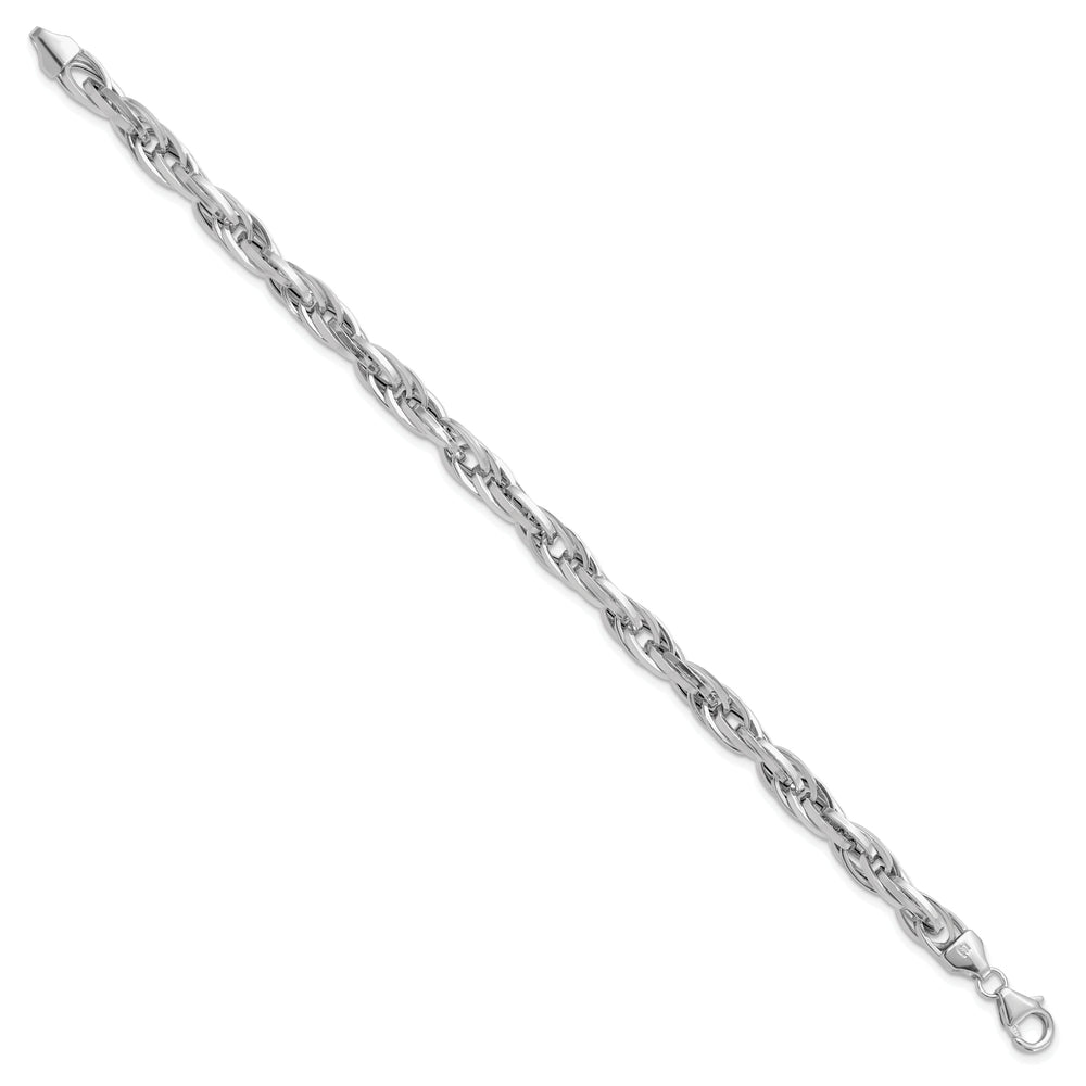 14K White Polished Fancy Link Bracelet