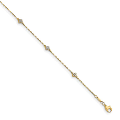 14k Yellow Gold Polished C.Z Flower Anklet at $ 349.37 only from Jewelryshopping.com