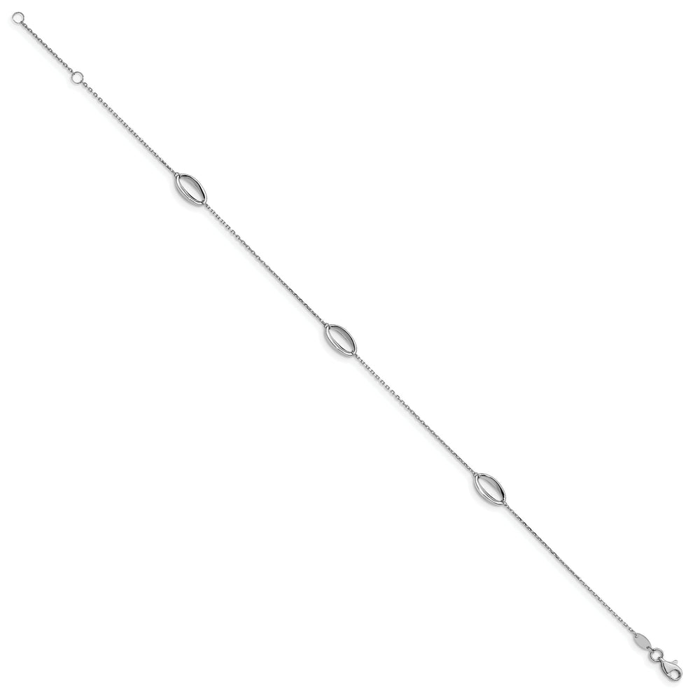 14K White Polished Anklet