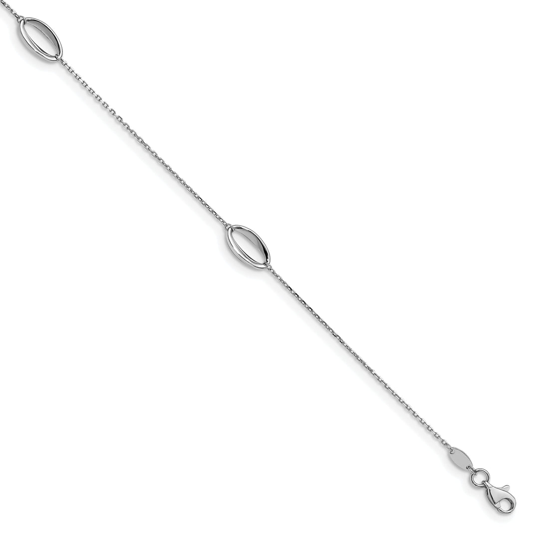 14K White Polished Anklet