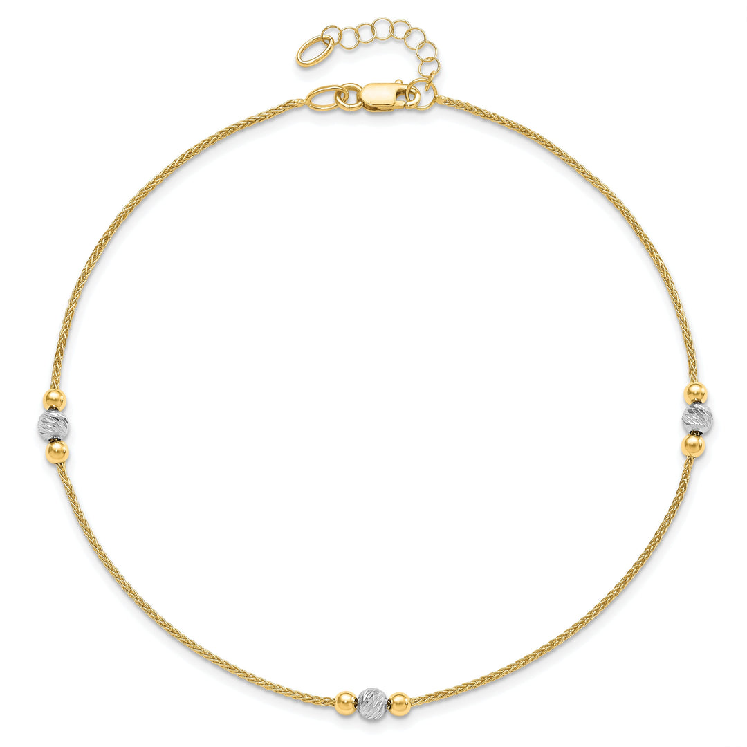 14k Two Tone Gold Polished D.C Anklet