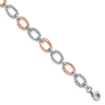 14k Two Tone Gold Polished and Texture Bracelet at $ 840.38 only from Jewelryshopping.com