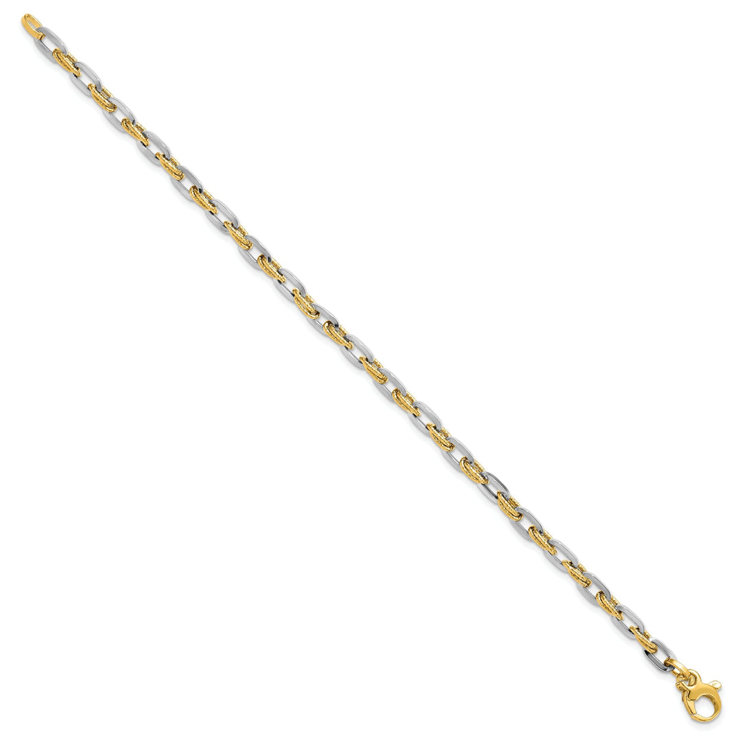 Leslie 14k Two Tone Gold Polished D.C Bracelet