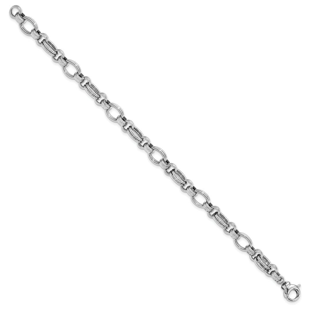 14K White Gold Polished Fancy Link Bracelet