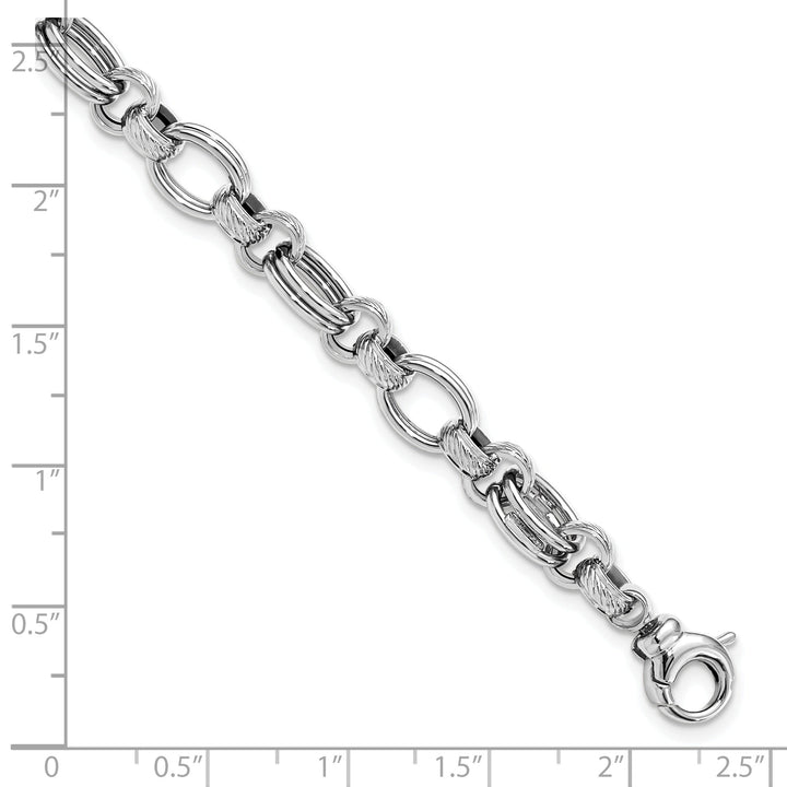 14K White Gold Polished Fancy Link Bracelet