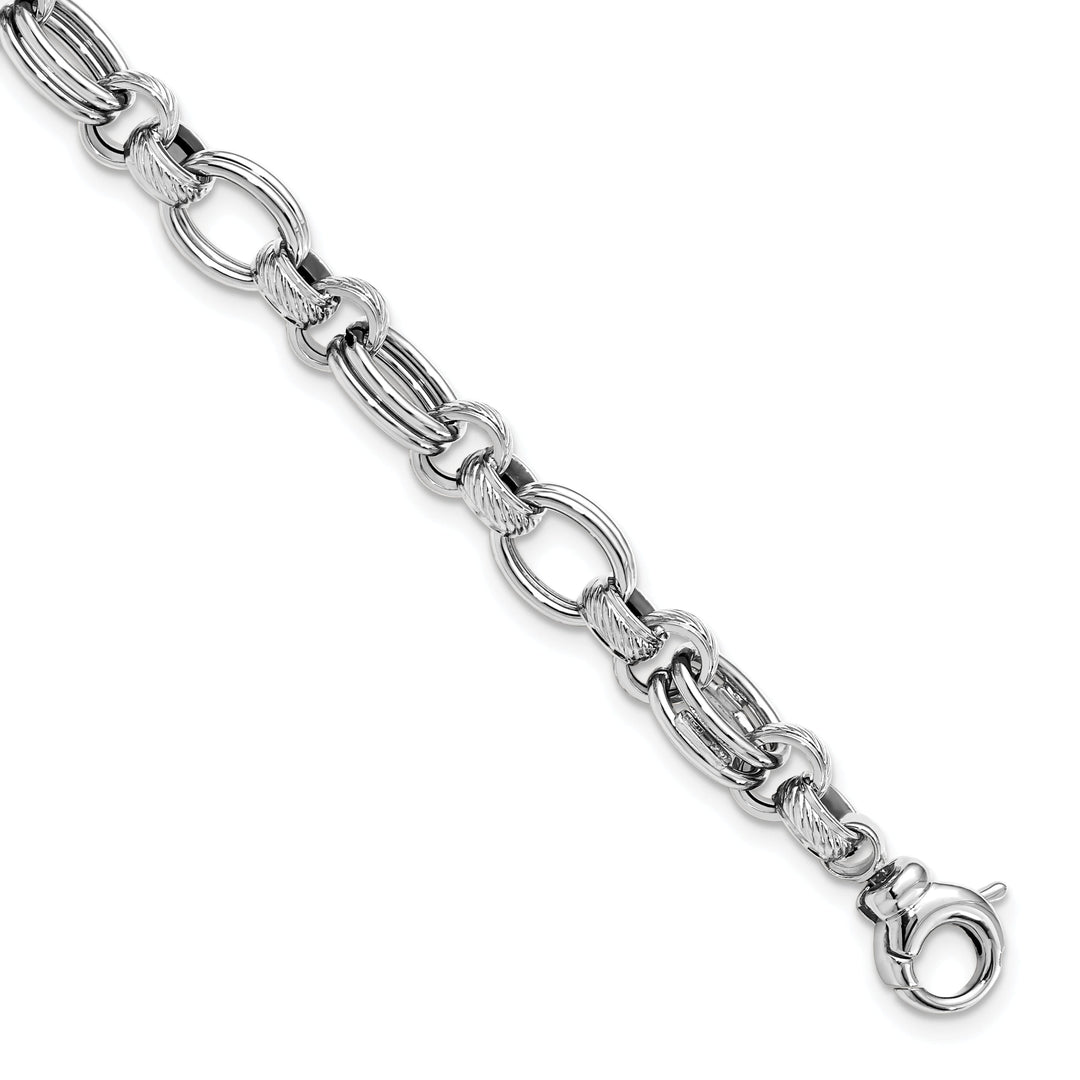 14K White Gold Polished Fancy Link Bracelet