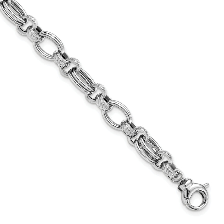 14K White Gold Polished Fancy Link Bracelet