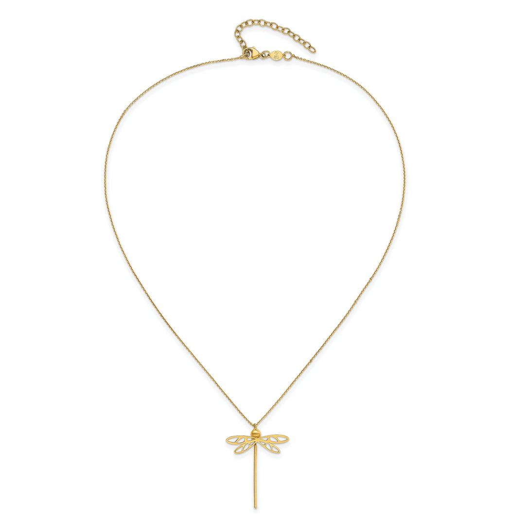 14k Yellow Gold Polished Dragonfly Necklace