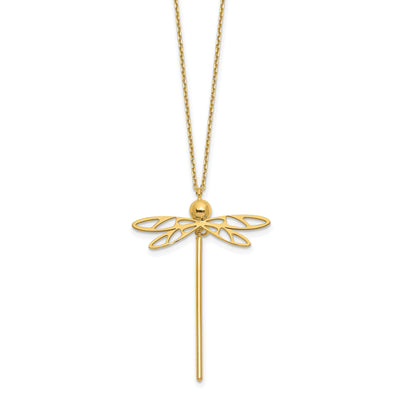 14k Yellow Gold Polished Dragonfly Necklace at $ 354.43 only from Jewelryshopping.com