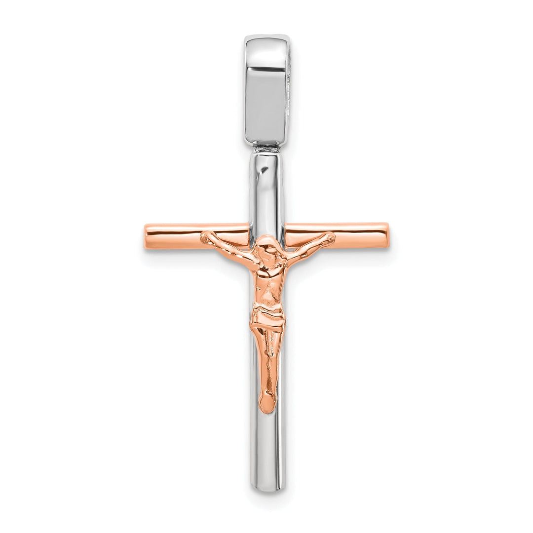 14k Two Tone Gold Crucifix Pendant