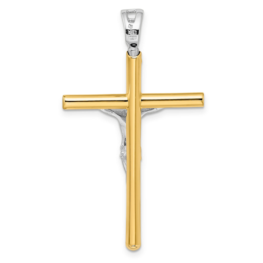 14k Two Tone Gold Crucifix Pendant