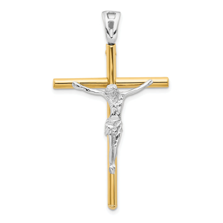 14k Two Tone Gold Crucifix Pendant