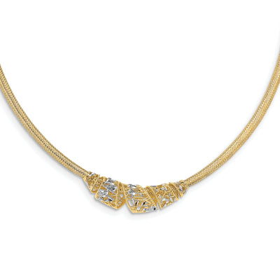 14k Two Tone Gold Mesh D.C Necklace at $ 542.28 only from Jewelryshopping.com