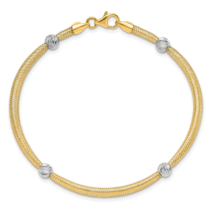 14k Two Tone Gold Polished D.C Mesh Bracelet