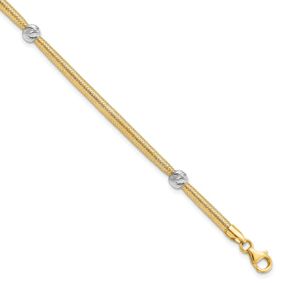 14k Two Tone Gold Polished D.C Mesh Bracelet at $ 277.34 only from Jewelryshopping.com