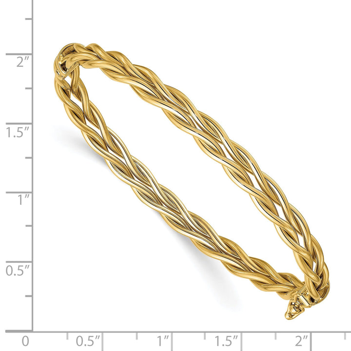 14k Yellow Gold Polished Weaved Hinged Bangle