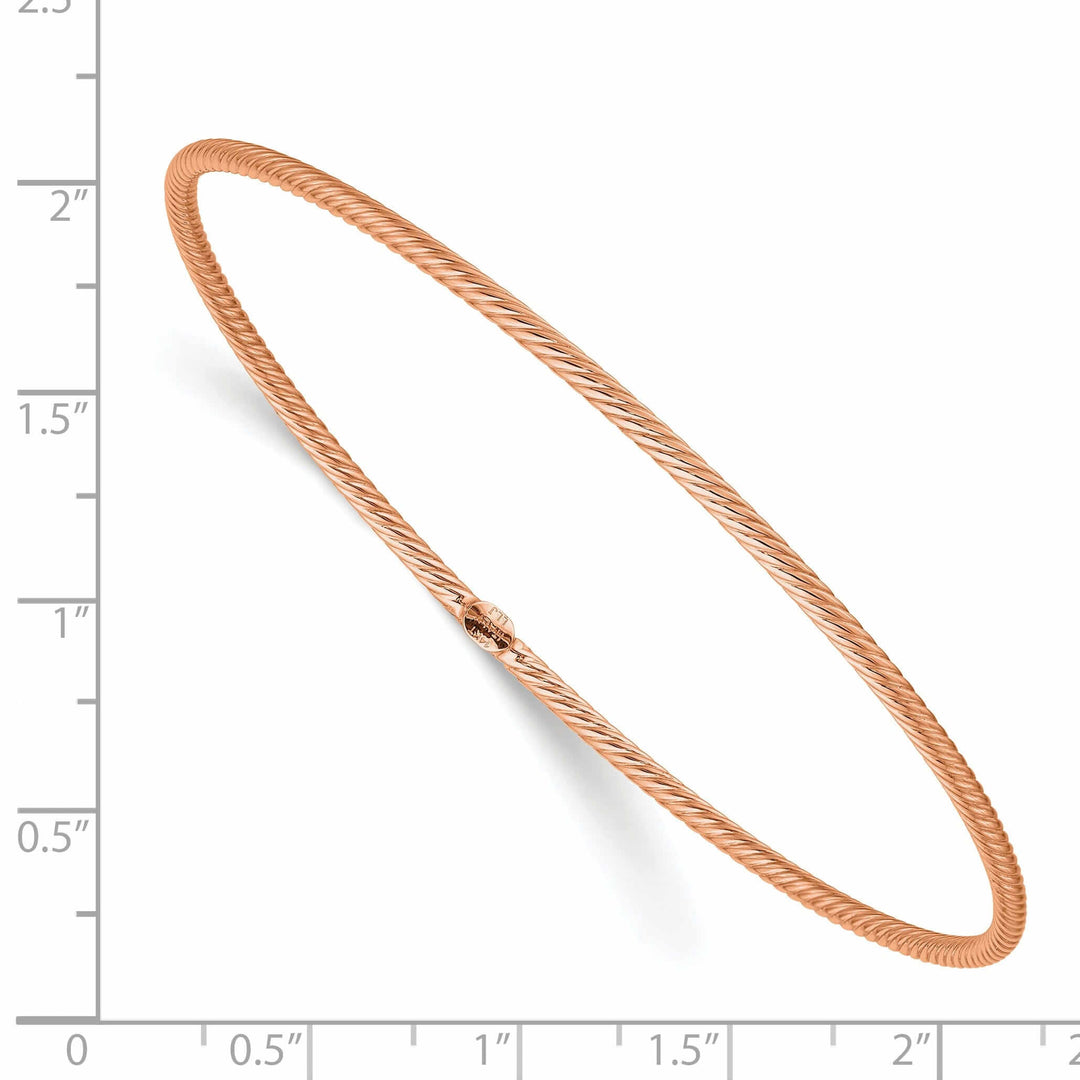 14K Rose Gold Polished Textured Slip-on Bangle