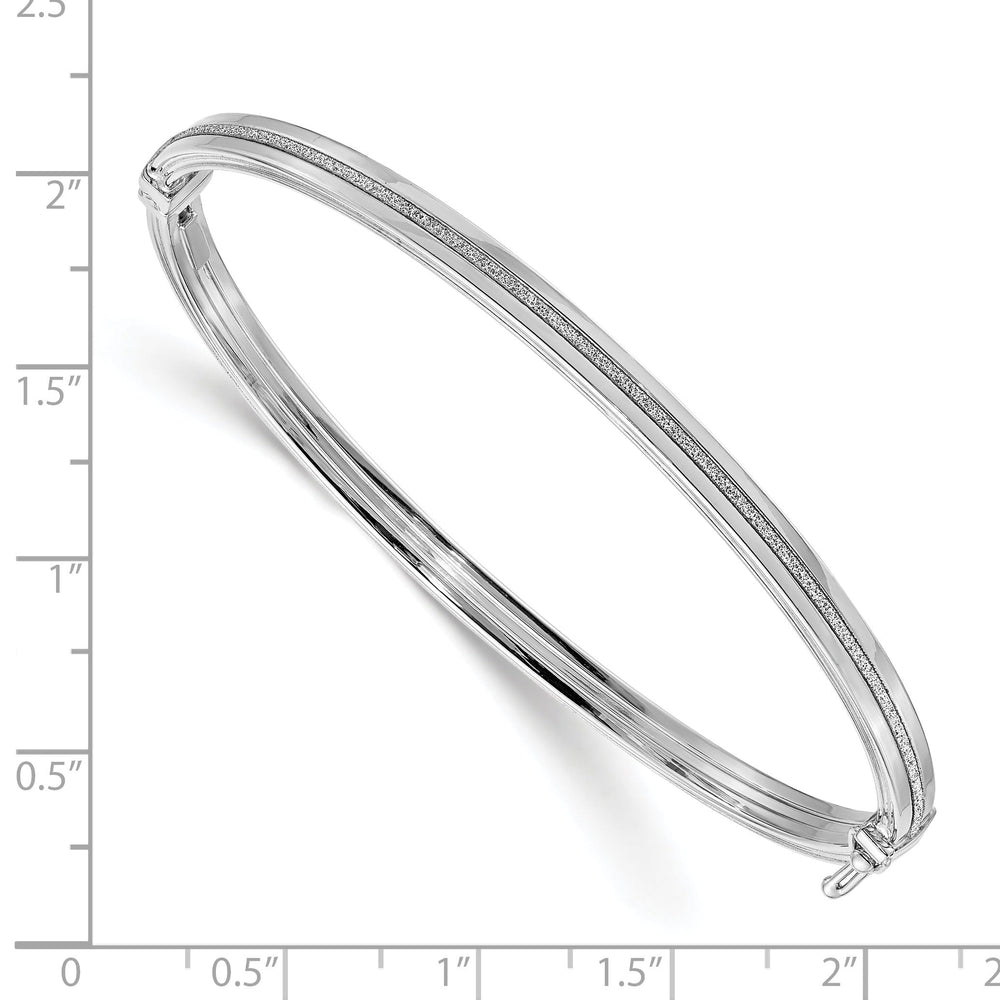 14K White Gold Glimmer Infused Hinged Bangle