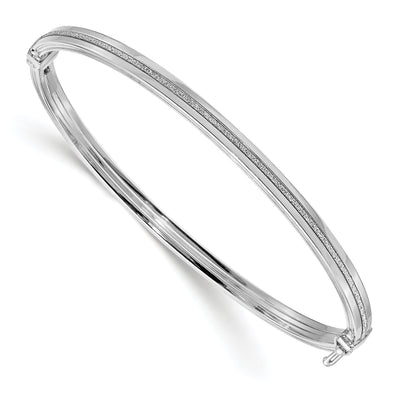 14K White Gold Glimmer Infused Hinged Bangle