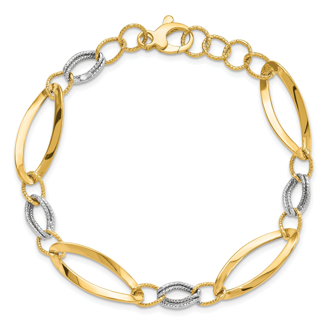 14k Two Tone Gold Polished D.C Link Bracelet