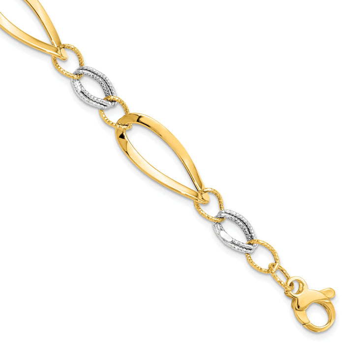 14k Two Tone Gold Polished D.C Link Bracelet
