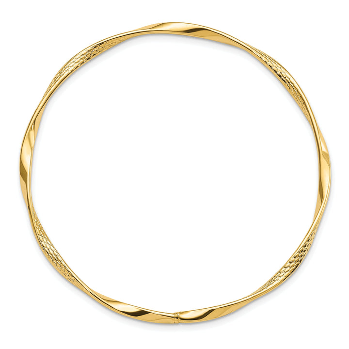 14k Yellow Gold Polished Twisted Slip On Bangle