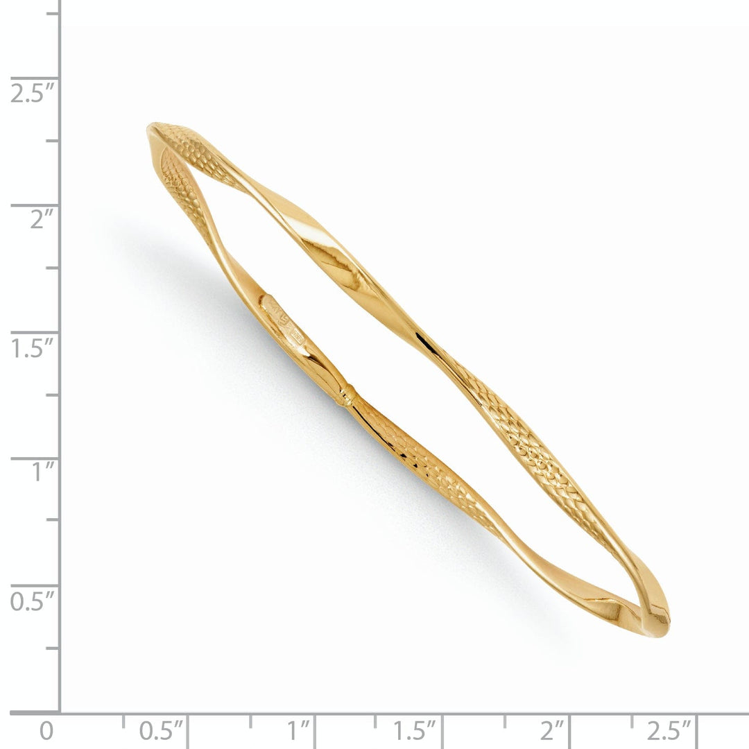 14k Yellow Gold Polished Twisted Slip On Bangle