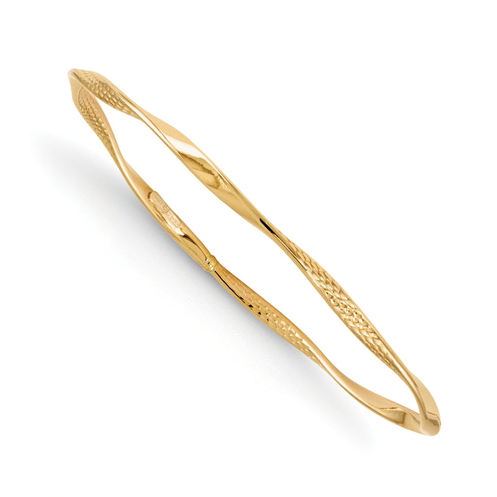 14k Yellow Gold Polished Twisted Slip On Bangle