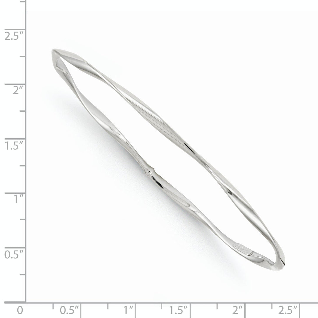 14kt White Gold Polished Twisted Slip On Bangle