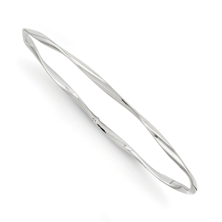 14kt White Gold Polished Twisted Slip On Bangle