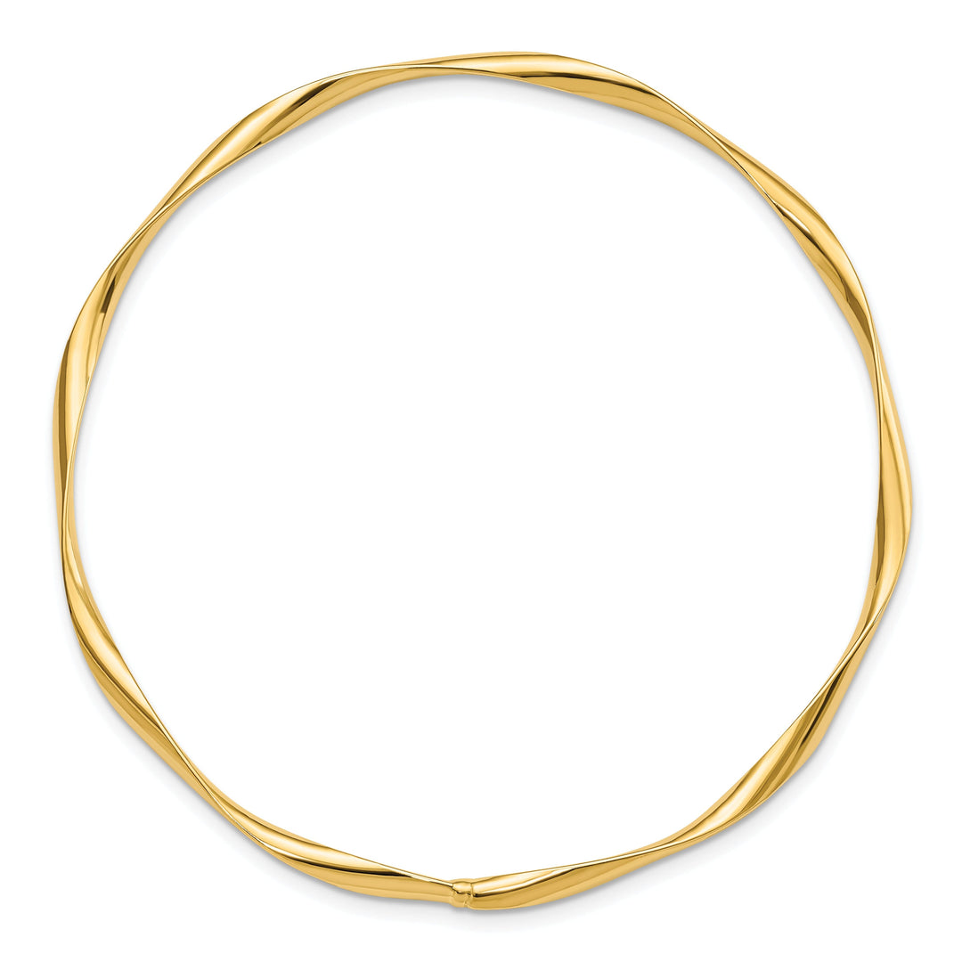 14k Yellow Gold Polished Twisted Slip On Bangle