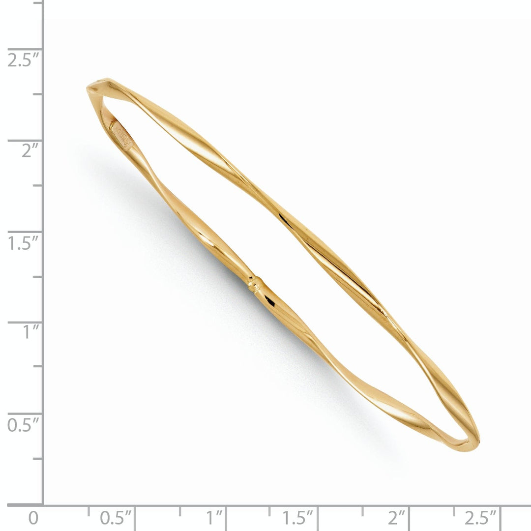 14k Yellow Gold Polished Twisted Slip On Bangle