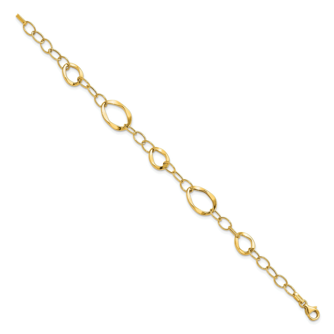 14k Yellow Gold Polished Fancy Link Bracelet