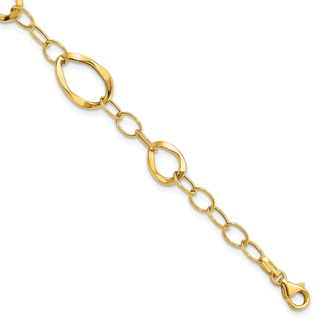 14k Yellow Gold Polished Fancy Link Bracelet