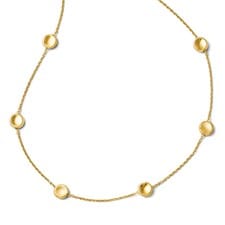 14k Yellow Gold Polished Satin Beaded Necklace